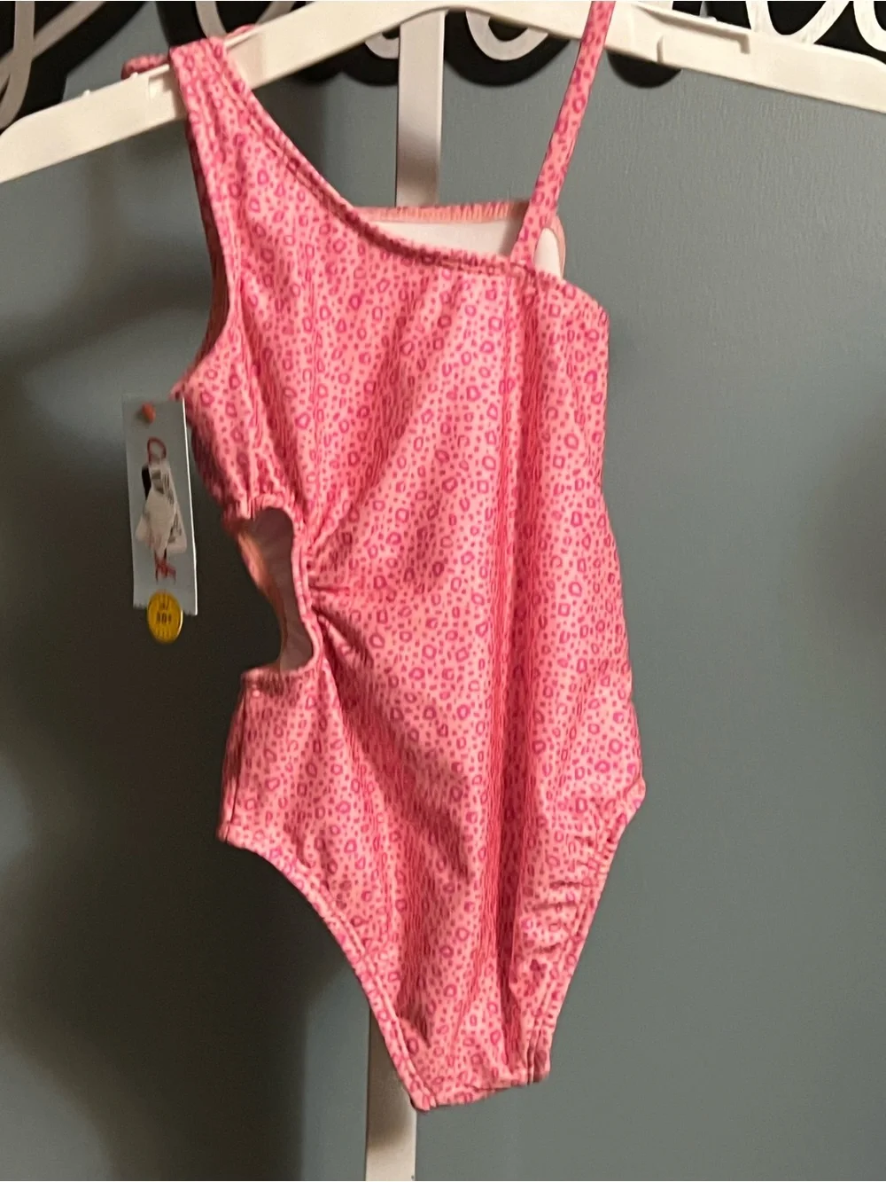 Cat & Jack Girls Pink Leopard Print One-Piece Swimsuit NWT